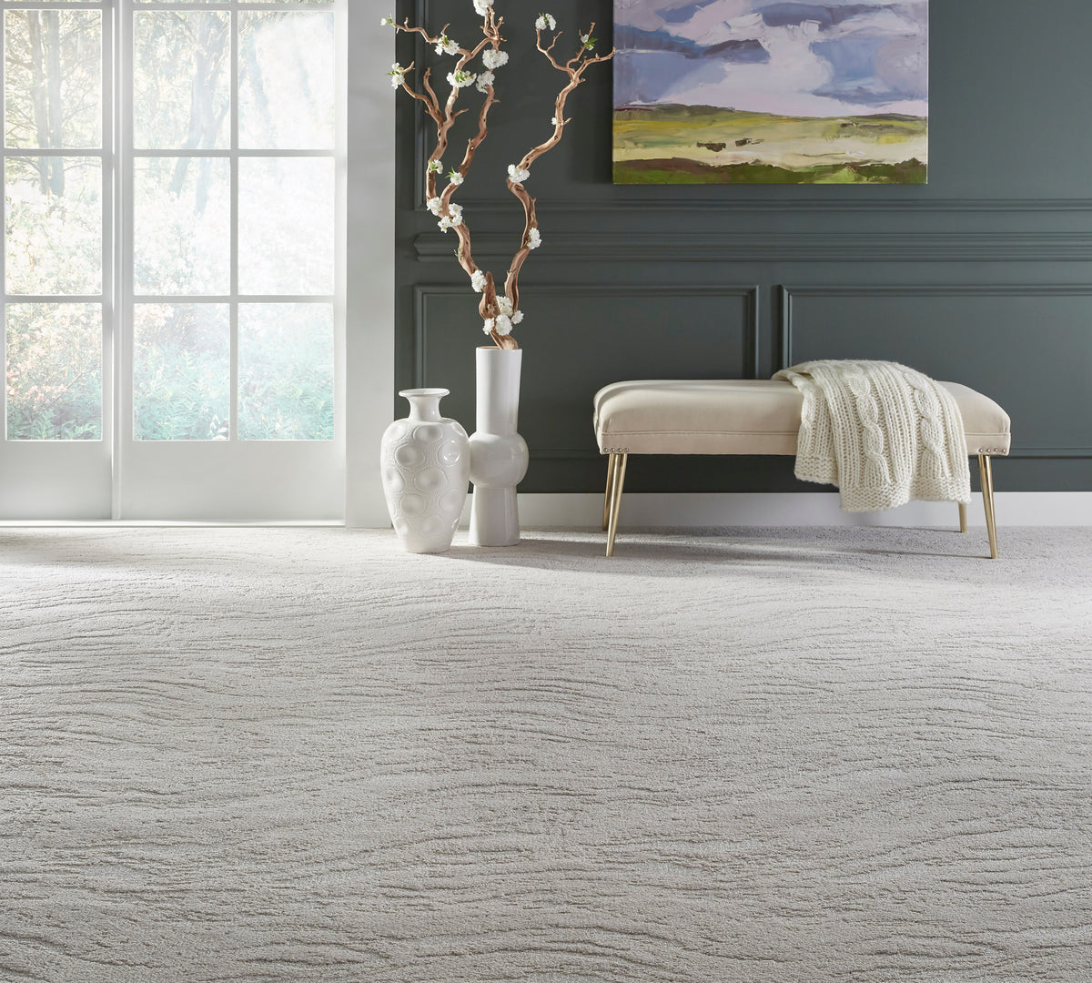 Brushstrokes carpet in a living room